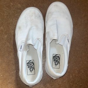 white slip on Vans